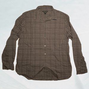 John Varvatos Luxe Gray Plaid Button Down XXL